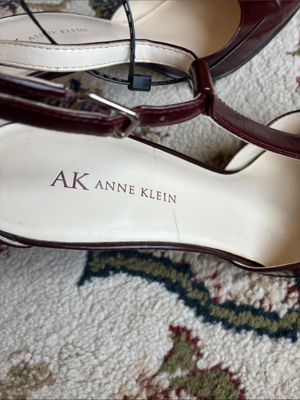 Vintage Anne Klein Oxblood T-Strap Patent Leather Heels - Picture 2 of 5